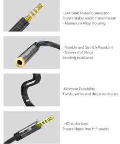 KINGTOP Auxiliary 3.5mm Headphone Mic Splitter, Compatible with Gaming Headsets, Laptops, PS4, PS5, Xbox One S, Nintendo Switch, Tablets, Mobile Phones, and PC Black 24 616Z5bUaeXL