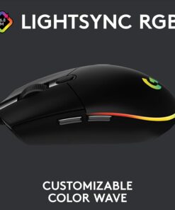 Alternative view of Logitech G203 Wired Gaming Mouse, 8,000 DPI, Rainbow Optical Effect LIGHTSYNC RGB, 6 Programmable Buttons, On-Board Memory, Screen Mapping, PC/Mac Computer and Laptop Compatible - Black