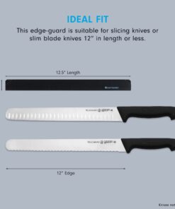 Messermeister 12” Slicer Edge-Guard, Black - Fashionable & Functional Knife Protector for Carving & Slim-Blade Knives - 2 Blade Entry Notches - 12.5” x 0.9375” 12.5” x 1.25" 13 616epw4uUTL