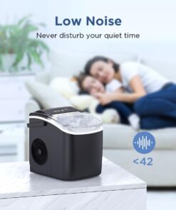 COWSAR Ice Maker Countertop, Portable Ice Machine with Self-Cleaning, 26.5lbs/24Hrs, 9 Bullet Ice Cubes in 6 Mins, Ice Basket and Scoop, Ideal for Home, Kitchen, Bar, Camping 26.5LBS / 24H Black 1 22 616hudx2rGL