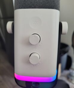 FIFINE Gaming XLR/USB Microphone Kit, Streaming Dynamic Mic Set for PC/PS5, Computer Mic for Vocal Podcast Recording Voiceover, with Headphones Jack, Gain Knob, Arm Stand-AmpliGame AM8T White 45 616iWWuCDqL