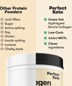 Perfect Keto Collagen Peptides Protein Powder with MCT Oil - Grassfed, GF, Multi Supplement, Best for Ketogenic Diets, Use as Keto Creamer, in Coffee and Shakes for Women & Men - Salted Caramel 25 616koQZ9BWL 4