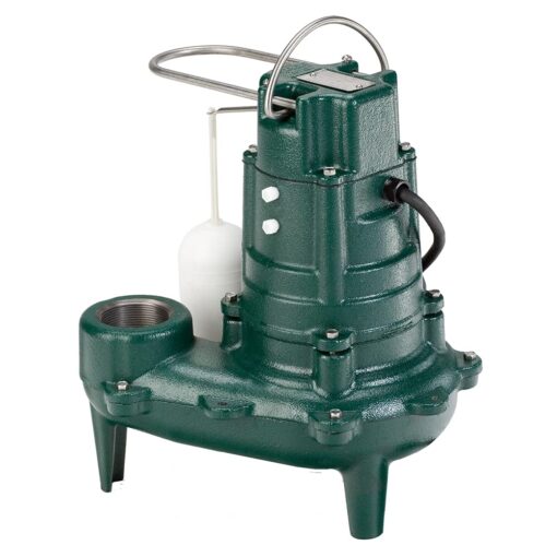 Zoeller Waste-Mate 267-0001 Sewage Pump, 1/2 HP Automatic – Heavy-Duty Submersible Sewage, Effluent or Dewatering Pump Green