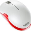 SHHHMOUSE Wireless Silent Noiseless Clickless Mobile Optical Mouse with USB Receiver and Batteries Included, Portable and Compact, for Notebook, PC, Laptop, Chromebook, Computer, MacBook (White/Red) White/Red