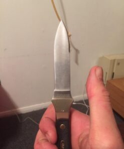 Old Timer 162OT Boot Knife 7.8in High Carbon Stainless Steel Full Tang Fixed Blade Knife with 3.8in False Edge Blade, Black Sawcut Handle, and Leather Belt Sheath for Camping, Hunting, and Outdoors 20 616ohmIlKfL