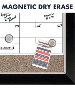 Quartet Whiteboard Calendar & Corkboard, Magnetic, White Board & Cork Bulletin Board Combo, 17" x 23", Wood Finish Frame (22476) 1 Board 30 616peJP2LsL