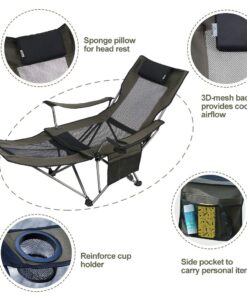 OUTDOOR LIVING SUNTIME Camping Folding Portable Mesh Chair with Removabel Footrest Army Green 34 616rEHtmauL