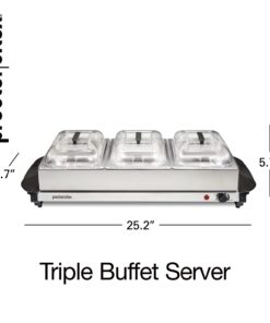 Proctor Silex Buffet Server & Food Warmer, Adjustable Heat, for Parties, Holidays and Entertaining, Three 2.5 Quart Oven-Safe Chafing Dish Set, Stainless Steel 24 616s1Ma0NLL