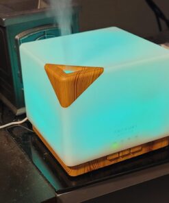 ASAKUKI 700ml Premium Essential Oil Diffuser, 5 in 1 Ultrasonic Aromatherapy Fragrant Oil Vaporizer Humidifier, Timer and Auto-Off Safety Switch, 7 LED Light Colors Light Wood 31 616sfdXhuyL