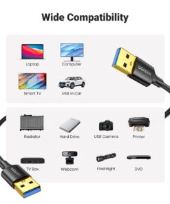 UGREEN USB to USB, 5 Gbps USB 3.0 Cable, Nylon Durable Male to Male Cable, Compatible with Hard Drive, Cooling Fan/pad, Camera, DVD Player, Flash Light, Hub, Monitor, Speaker, and More 6.6 FT 14 616wYgMbc9L 1
