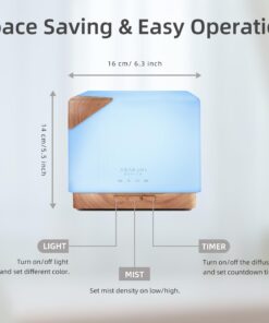 ASAKUKI 700ml Premium Essential Oil Diffuser, 5 in 1 Ultrasonic Aromatherapy Fragrant Oil Vaporizer Humidifier, Timer and Auto-Off Safety Switch, 7 LED Light Colors Light Wood 23 616zjtt19VL