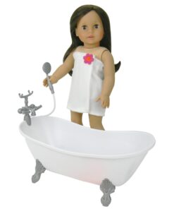 Sophia's Classic White Clawfoot Bathtub with Handheld Shower Head and Faucet Furniture Set for 18" Dolls, White/Silver 22 617 0QCY5rL
