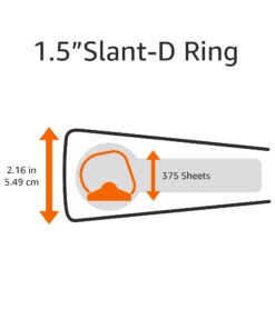 Amazon Basics 3 Ring Binder with 1.5 Inch D-Ring and Clear Overlay, White, 4-Pack 1.5-inch 23 617 6BxLBSS