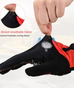 FIRELION Bike Gloves for Men/Women Cycling,Cycling Gloves for Outdoor MTB DH Road Racing,Full Finger Half Finger Padded Bicycle Protective Gloves,Non-Slip Shock-Absorbing Touchscreen Riding Gloves X-Large Full Red 12 617 8ZX2 yL 1