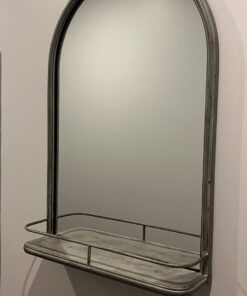 Amazon Brand – Stone & Beam Modern Round Arc Iron Hanging Wall Mirror With Shelf, 30 Inch Height, Dark Bronze 39 617 LfGPEdL