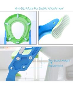 Potty Training Toilet Seat with Step Stool Ladder for Boys and Girls Baby Toddler Kid Children Toilet Training Seat Chair with Handles Padded Seat Non-Slip Wide Step (Blue Green) Blue+Green 40 617 ymRFX8L