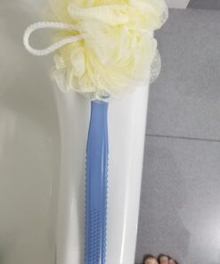 Shower Body Brush with Bristles and Loofah,Back Scrubber Bath Mesh Sponge with Curved Long Handle for Skin Exfoliating Bath, Massage Bristles Suitable for Wet or Dry, Men and Women (Blue) 25 6170M9gkRL