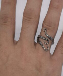 AZYOUNG 316L Stainless Steel Pirate Octopus Ring Tentacles Black S-shaped One Size Opening Ring 20 617169L1GeL