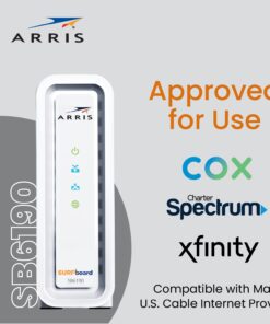 ARRIS SURFboard SB6190 DOCSIS 3.0 32 x 8 Gigabit Cable Modem , Comcast Xfinity, Cox, Spectrum , 1 Gbps Port , 800 Mbps Max Internet Speeds , Easy Set-up with SURFboard Central App , Black Docsis 3.0 32x8 Modem 23 6172uIQRKEL