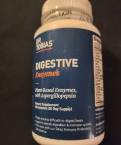 Dr. Tobias Digestive Enzymes with Amylase, Bromelain, Lipase, Lactase, Protease, Papain & More, Digestion Supplement with 18 Enzymes for Digestion and Gut Health, 60 Capsules, 30 Servings 60 Count (Pack of 1) 33 6173CJrCjJL