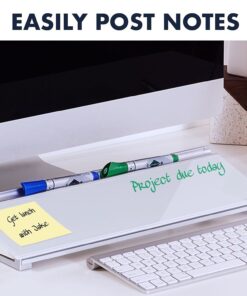 Quartet Glass Dry Erase White Board, Desktop Computer Pad for Notetaking, 18" x 6" Whiteboard, Clean Erase Surface with Storage, 1 Dry Erase Marker, White Surface (GDP186) 28 6177K46iGL