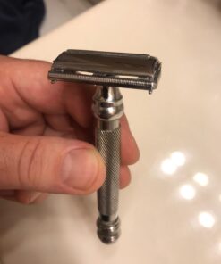 Parker Safety Razor, 99R Chrome Long Handle Heavyweight Butterfly Open Double Edge Safety Razor for Men, 5 Parker Premium Platinum Double Edge Razor Blades Included 63 61798MgaBxL