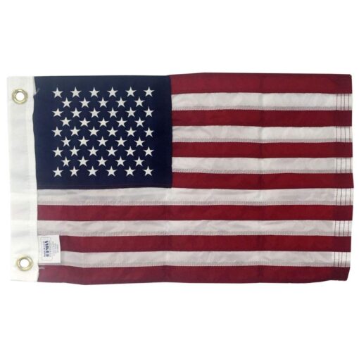 12x18" American Boat Flag - Marine Grade US Flag, Embroidered All Weather Nylon with Reinforced Stitching - for outdoor use, Made In USA