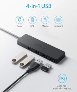 Alternative view of Anker 4-Port USB 3.0 Hub, Ultra-Slim Data USB Hub with 2 ft Extended Cable [Charging Not Supported], for MacBook, Mac Pro, Mac mini, iMac, Surface Pro, XPS, PC, Flash Drive, Mobile HDD USB-A 3.0