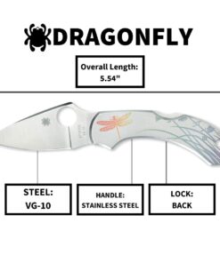 Spyderco Dragonfly Signature Tattoo Knife with 2.32" VG-10 Steel Blade and Durable Stainless Steel Handle - PlainEdge - C28PT 16 617EhvFuopL