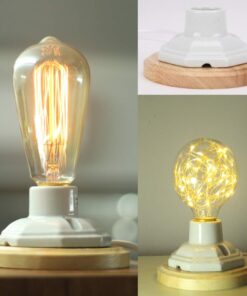 Kiven Vintage Decor White Ceramics Wooden Base Table Lamps E26 Industrial Lamp Home Decor Bulb Not Included 1-Pack 10 617HvdUxcIL