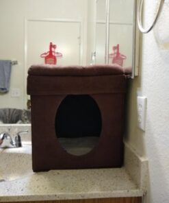 MidWest Homes for Pets 137-BR 'The Original' Curious Cat Cube, Cat House / Cat Condo in Brown Faux Suede & Synthetic Sheepskin Brown Single Story 40 617JS9mRZRL 3