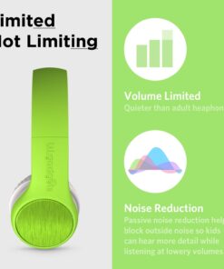 LilGadgets Connect+ Style Wired Toddler Noise Canceling Headphones with SharePort® Technology, Child-Friendly Foldable On-Ear Headset with Built-in Microphone, Kids Headphones Wired, Green 10 617K9hQ8xDL