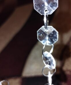 Crystal Acrylic Gems Bead Garland Strands, KinHom 16 Feet Hanging Clear 14mm Daimond Beads Chain Garlands for Manzanita Tree Centerpiece, Chandelier Bead Lamp Chain, Christmas/Wedding Party Decoration Stainless Steel 16 ft, Diameter 14 mm 29 617O0TBefGL