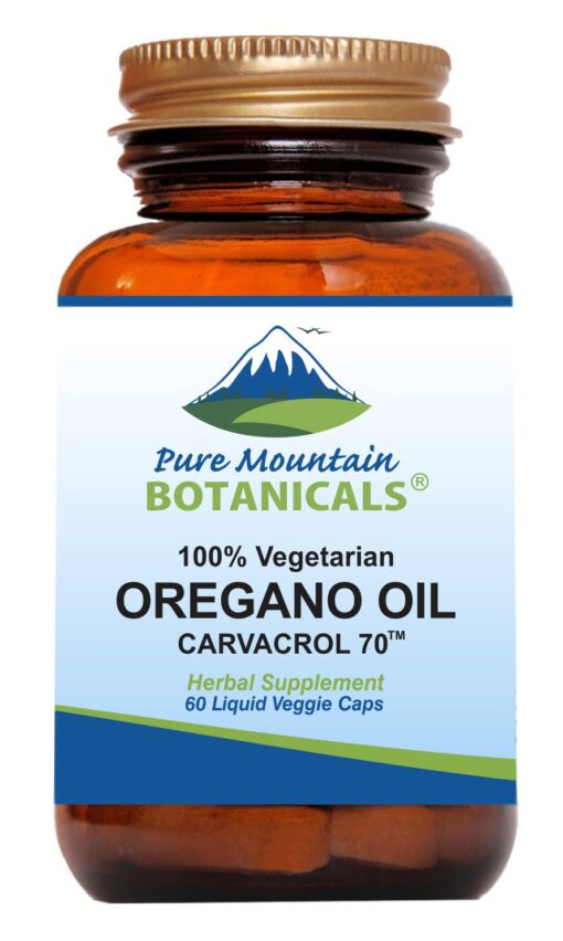 Pure Mountain Botanicals Wild Oregano Oil Capsules - 60 Vegan Caps – Now with 510mg Mediterranean Oil of Oregano