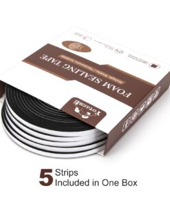 Yotache Weather Stripping Door Seal Strip 1/4 in x 1/8 in x 83Ft Total, High Density, Soundproof, Weatherproof Insulation Foam Tape Strip for Door Frame and Window, 5 Strips 1/4 x 1/8" 23 617OzDtZNjL