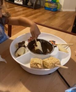 Electric Fondue Maker Deluxe Set w 4 Forks, Removable Serving Tray & Melting/Warming Setting - Great for Dipping Snacks Marshmallows Bread in Chocolate, Caramel, Cheese, Sauce - Appetizers & Desserts 30 617P6GJDYFL