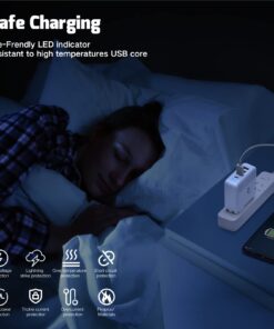 USB C Charger 40W, AMLINK 4 Port USB Wall Charger, QC 3.0 Fast Charging Block, USB Charger with Foldable Plug Power Adapter for iPhone 15/14/13/12/Plus/Pro/Pro Max, Galaxy, Note, Pixel White 30 617PSghxDaL