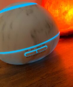HATHASPACE Marble Essential Oil Aroma Diffuser, 350ml Aromatherapy Fragrance Diffuser & Ultrasonic Cool Mist Room Humidifier, 24+ Hour Capacity, 7-Color Mood Light, Intermittent Mode, BPA-Free (White) White 27 617SgeK8GL