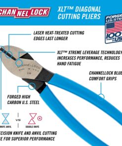 Channellock 338 Diagonal Cutting Plier,8" L, Blue 8 16 617Sk7DZVWS