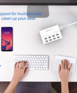USB Charger, HITRENDS 8 Ports Charging Station 60W/12A Multi Port USB Charging Hub for Multiple Devices (5ft Cord, White) 22 617UY98QULL