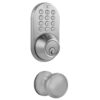 MiLocks TFK-02SN Digital Deadbolt Door Lock and Passage Knob Combo with Keyless Entry via Keypad Code for Exterior Doors, Satin Nickel