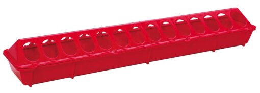 Little Giant® Plastic Poultry Feeder Base | 20 Inches | Heavy Duty Plastic Feeding Tray with Holes | Chicken Feeder Trough | Poultry Tray | Red