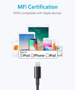 Anker 3.3ft Premium Double-Braided Nylon Lightning Cable, Apple MFi Certified for iPhone Chargers, iPhone X/8/8 Plus/7/7 Plus/6/6 Plus/5s, iPad Pro Air 2, and More(Black) 3.3 ft Black 1 8 617XSxuZi7L 1