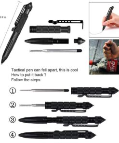 KEPEAK Military Tactical Pen, Professional Self Defense Pen, Emergency Glass Breaker Pen - Tungsten Steel, Writing Tool with 6 Refill Black 26 617bpD4MkL