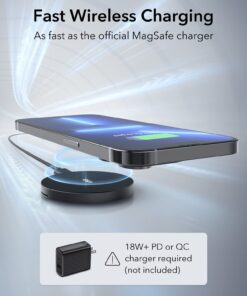 ESR Charger for Magsafe,Wireless Charger Kickstand, Charger for iPhone 15/14/14 Plus/14 Pro/14 Pro Max and iPhone 13/12 Series, with 5ft Removable Cable, Adapter Not Included, Black 1 PACK 36 617byVsy9AL