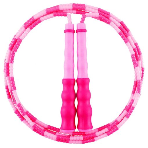 Amble Jump Rope Soft Beaded Segment Jump Rope - Adjustable for Men, Women and Kids - Tangle-Free for Keeping Fit, Training, Workout and so on - 9 Ft Pink