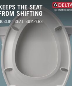 Delta Faucet Morgan Elongated Slow-Close White Toilet Seat with Non-Slip Seat Bumpers, White 811903-WH Slow Close 28 617erjC6VuS