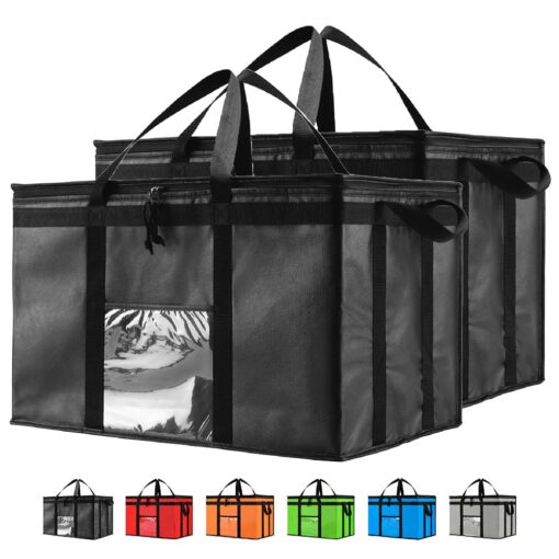 NZ home Insulated Cooler Bag and Food Warmer for Food Delivery & Grocery Shopping with Zippered Top XL Plus Black 2