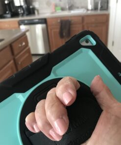 SEYMAC Stock iPad 6th/5th Generation Case with Screen Protector, 360 Rotating Stand, Drop-Proof Protection, Compatible with iPad 6th/5th/Air 2/Pro 9.7 in SkyBlue+Black 44 617hIf2UpL