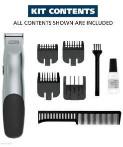 WAHL Groomsman Battery Operated Facial Hair Trimmer for Beard & Mustache Trimming Including Light Detailing and Body Grooming – Model 9906-717V Silver 15 617i23RQBiL